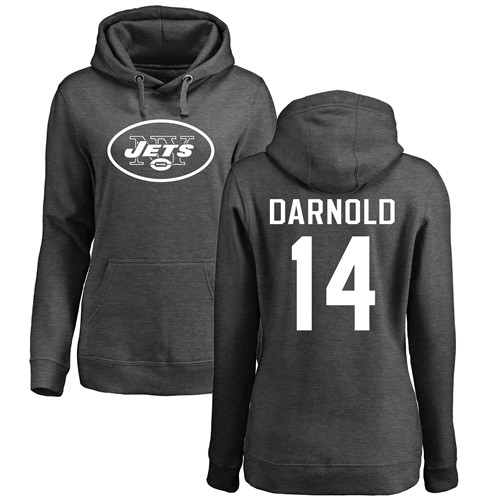 New York Jets Ash Women Sam Darnold One Color NFL Football 14 Pullover Hoodie Sweatshirts